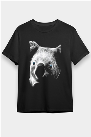 Koala Baskılı Unisex Siyah Tişört - Tshirt