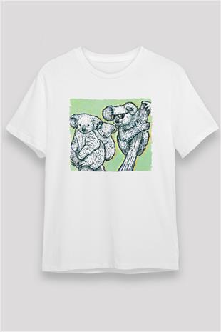Koala Unisex Baskılı Beyaz Tişört - Tshirt