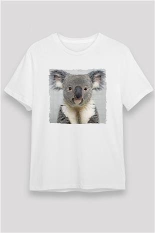 Koala Unisex Baskılı Beyaz Tişört - Tshirt