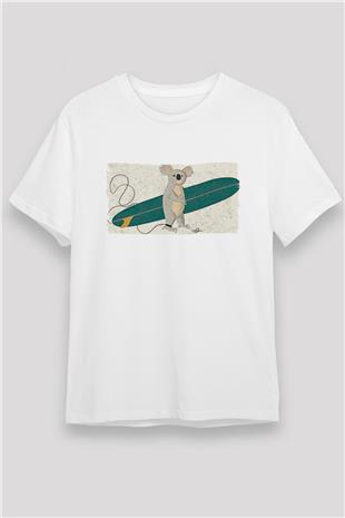 Koala Unisex Baskılı Beyaz Tişört - Tshirt
