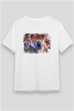 Koala Unisex Baskılı Beyaz Tişört - Tshirt