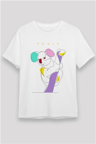 Koala Unisex Baskılı Beyaz Tişört - Tshirt