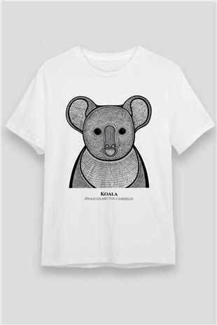 Koala Unisex Baskılı Beyaz Tişört - Tshirt