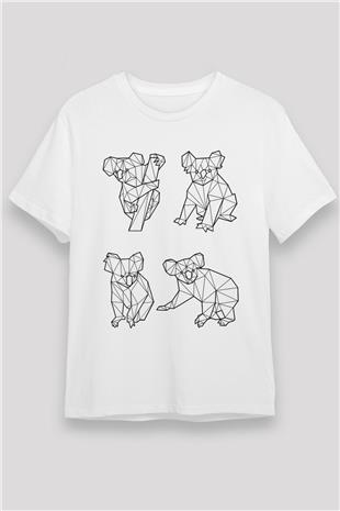 Koala Unisex Baskılı Beyaz Tişört - Tshirt