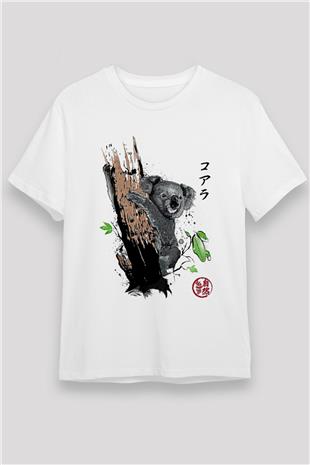 Koala Unisex Baskılı Beyaz Tişört - Tshirt