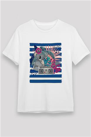 Koala Unisex Baskılı Beyaz Tişört - Tshirt