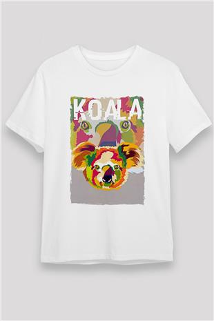 Koala Unisex Baskılı Beyaz Tişört - Tshirt