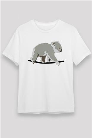 Koala Unisex Baskılı Beyaz Tişört - Tshirt