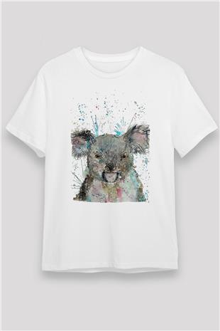 Koala Unisex Baskılı Beyaz Tişört - Tshirt