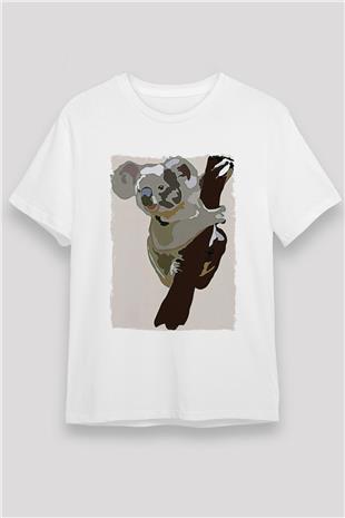 Koala Unisex Baskılı Beyaz Tişört - Tshirt