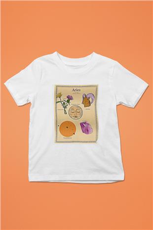 Koç Burcu Baskılı Beyaz Unisex Beyaz Çocuk Tişört - Tshirt