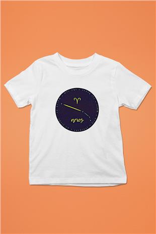 Koç Burcu Baskılı Beyaz Unisex Beyaz Çocuk Tişört - Tshirt