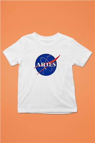 Koç Burcu Baskılı Beyaz Unisex Beyaz Çocuk Tişört - Tshirt