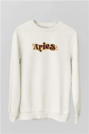 Koç Burcu Baskılı Beyaz Unisex Sweatshirt