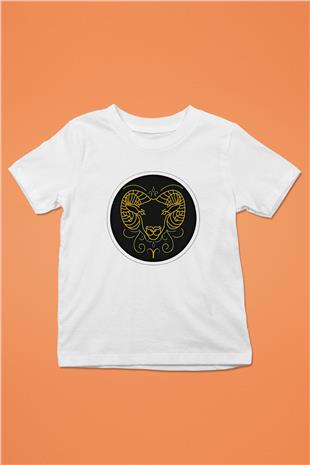 Koç Burcu Baskılı Unisex Siyah Çocuk Tişört - Tshirt