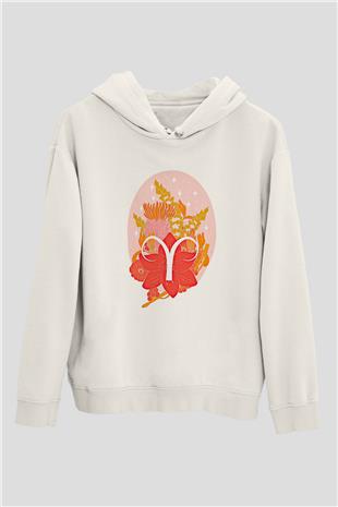 Koç Burcu Baskılı Unisex Siyah Hoodie