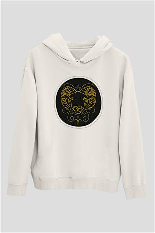 Koç Burcu Baskılı Unisex Siyah Hoodie