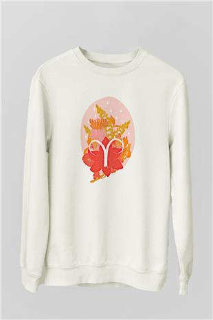 Koç Burcu Baskılı Unisex Siyah Sweatshirt