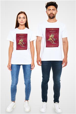 Koç Burcu Unisex Baskılı Beyaz Tişört - Tshirt