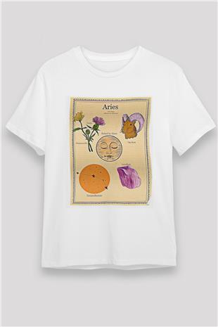 Koç Burcu Unisex Baskılı Beyaz Tişört - Tshirt