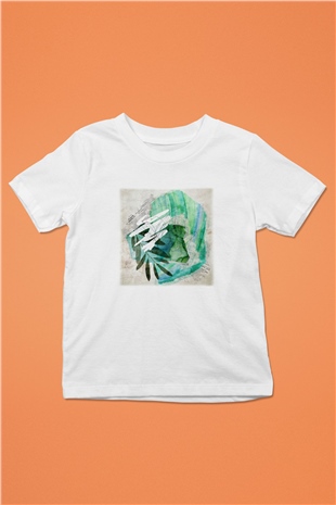 Kolaj Baskılı Beyaz Unisex Çocuk Tişört