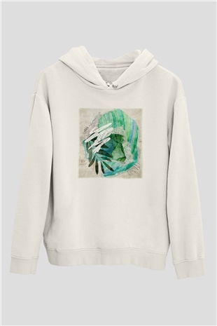 Kolaj Beyaz Unisex Kapşonlu Sweatshirt