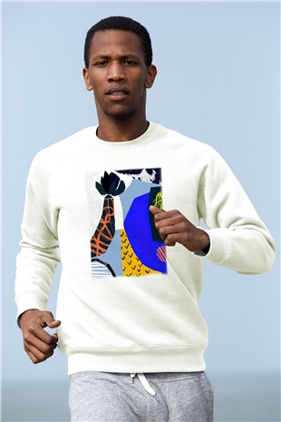 Kolaj Beyaz Unisex Sweatshirt