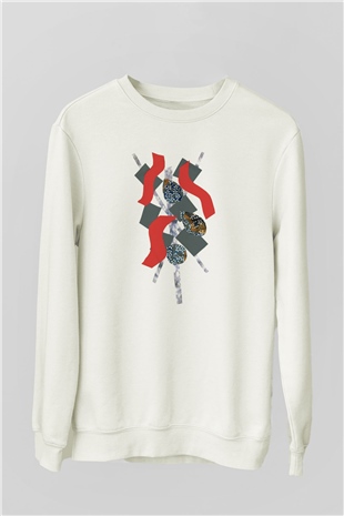Kolaj Beyaz Unisex Sweatshirt