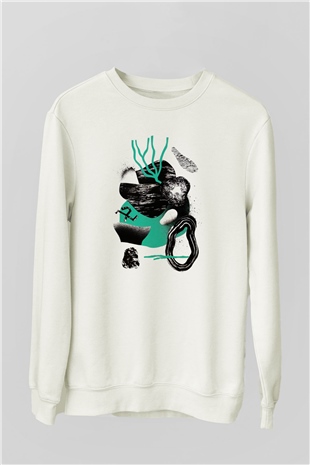 Kolaj Beyaz Unisex Sweatshirt