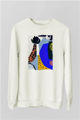 Kolaj Beyaz Unisex Sweatshirt