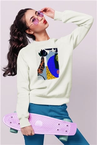 Kolaj Beyaz Unisex Sweatshirt
