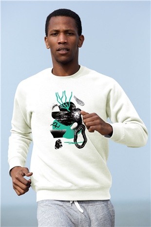 Kolaj Beyaz Unisex Sweatshirt
