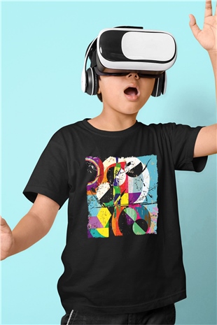 Kolaj Siyah Unisex Çocuk Tişört