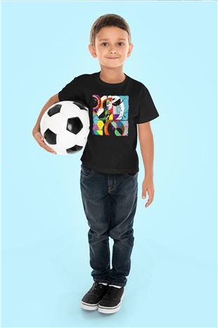 Kolaj Siyah Unisex Çocuk Tişört