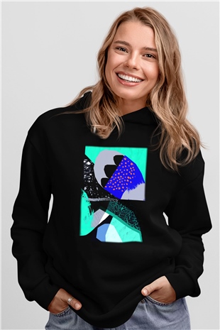 Kolaj Siyah Unisex Hoodie
