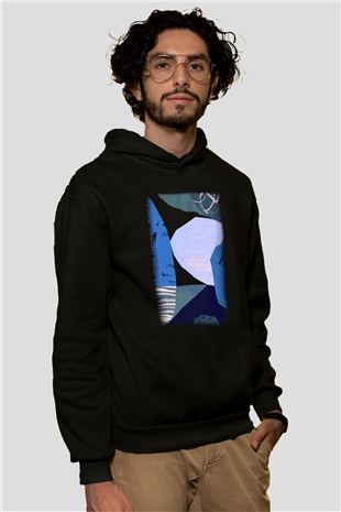 Kolaj Siyah Unisex Hoodie