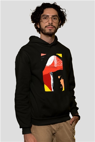 Kolaj Siyah Unisex Hoodie