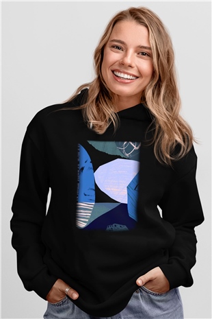 Kolaj Siyah Unisex Hoodie