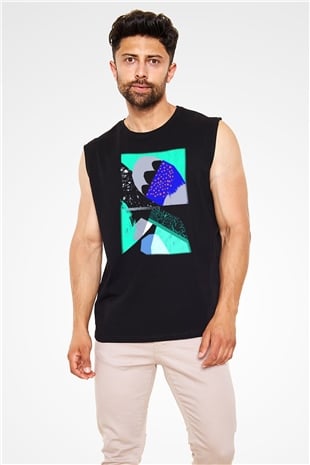 Kolaj Siyah Unisex Kolsuz Tişört