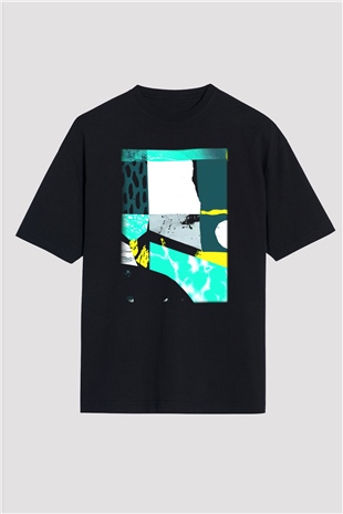 Kolaj Siyah Unisex Oversize Tişört T-Shirt