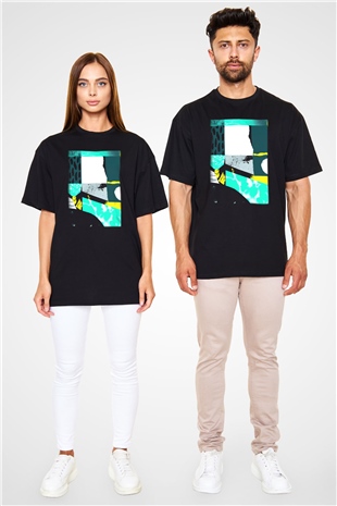 Kolaj Siyah Unisex Oversize Tişört T-Shirt