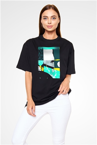 Kolaj Siyah Unisex Oversize Tişört T-Shirt