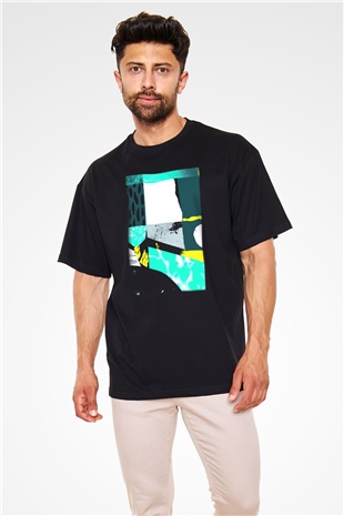 Kolaj Siyah Unisex Oversize Tişört T-Shirt