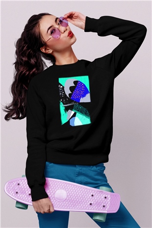 Kolaj Siyah Unisex Sweatshirt
