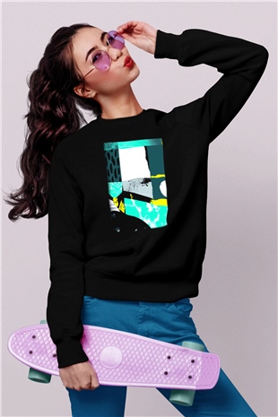 Kolaj Siyah Unisex Sweatshirt