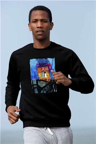 Kolaj Siyah Unisex Sweatshirt