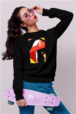 Kolaj Siyah Unisex Sweatshirt