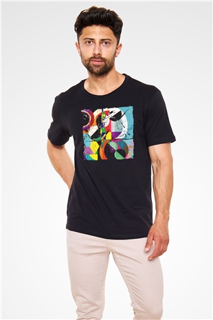 Kolaj Siyah Unisex Tişört T-Shirt - TişörtFabrikası