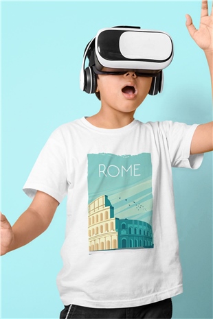 Kolezyum Beyaz Unisex Çocuk Tişört