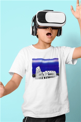 Kolezyum Beyaz Unisex Çocuk Tişört